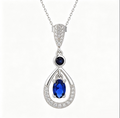 Dainty Blue Zircon Teardrop Pendant Necklace